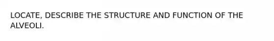 LOCATE, DESCRIBE THE STRUCTURE AND FUNCTION OF THE ALVEOLI.