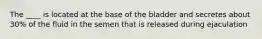 The ____ is located at the base of the bladder and secretes about 30% of the fluid in the semen that is released during ejaculation