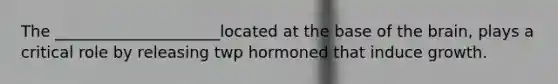 The _____________________located at the base of the brain, plays a critical role by releasing twp hormoned that induce growth.