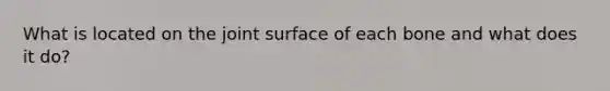 What is located on the joint surface of each bone and what does it do?