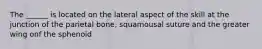 The ______ is located on the lateral aspect of the skill at the junction of the parietal bone, squamousal suture and the greater wing onf the sphenoid