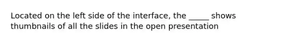 Located on the left side of the interface, the _____ shows thumbnails of all the slides in the open presentation