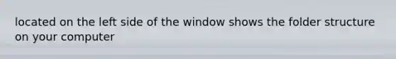 located on the left side of the window shows the folder structure on your computer