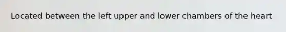 Located between the left upper and lower chambers of the heart