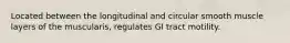 Located between the longitudinal and circular smooth muscle layers of the muscularis, regulates GI tract motility.