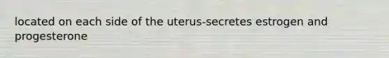 located on each side of the uterus-secretes estrogen and progesterone