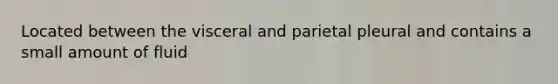 Located between the visceral and parietal pleural and contains a small amount of fluid