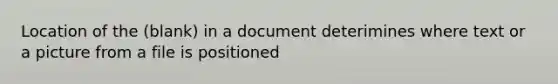 Location of the (blank) in a document deterimines where text or a picture from a file is positioned