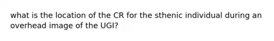 what is the location of the CR for the sthenic individual during an overhead image of the UGI?