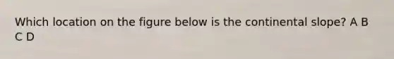 Which location on the figure below is the continental slope? A B C D