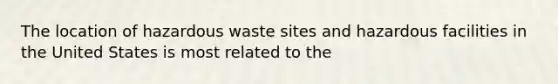 The location of hazardous waste sites and hazardous facilities in the United States is most related to the