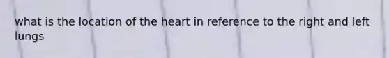 what is the location of the heart in reference to the right and left lungs