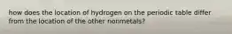 how does the location of hydrogen on the periodic table differ from the location of the other nonmetals?