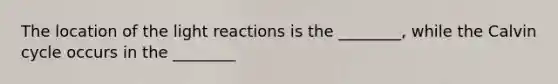 The location of the light reactions is the ________, while the Calvin cycle occurs in the ________