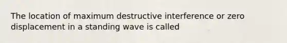 The location of maximum destructive interference or zero displacement in a standing wave is called