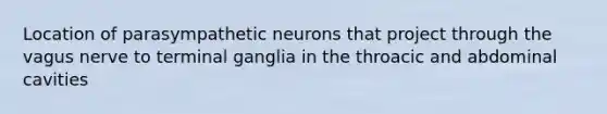 Location of parasympathetic neurons that project through the vagus nerve to terminal ganglia in the throacic and abdominal cavities