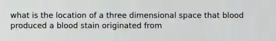 what is the location of a three dimensional space that blood produced a blood stain originated from