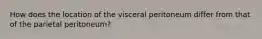 How does the location of the visceral peritoneum differ from that of the parietal peritoneum?