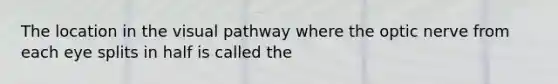 The location in the visual pathway where the optic nerve from each eye splits in half is called the