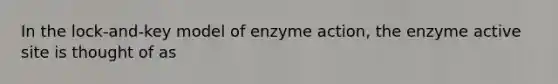 In the lock-and-key model of enzyme action, the enzyme active site is thought of as