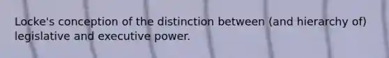 Locke's conception of the distinction between (and hierarchy of) legislative and executive power.