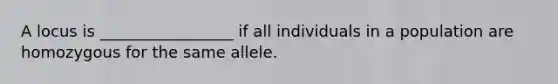 A locus is _________________ if all individuals in a population are homozygous for the same allele.