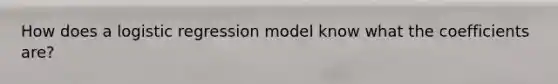 How does a logistic regression model know what the coefficients are?