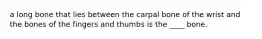 a long bone that lies between the carpal bone of the wrist and the bones of the fingers and thumbs is the ____ bone.