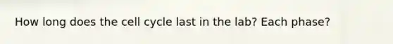 How long does the cell cycle last in the lab? Each phase?