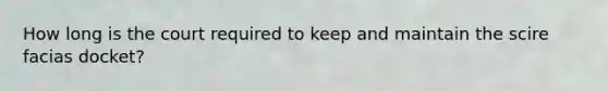 How long is the court required to keep and maintain the scire facias docket?