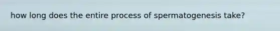 how long does the entire process of spermatogenesis take?