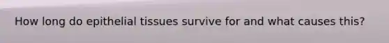 How long do epithelial tissues survive for and what causes this?