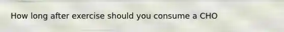 How long after exercise should you consume a CHO