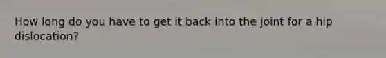 How long do you have to get it back into the joint for a hip dislocation?