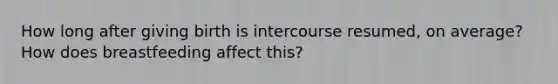 How long after giving birth is intercourse resumed, on average? How does breastfeeding affect this?