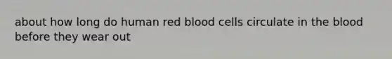 about how long do human red blood cells circulate in the blood before they wear out