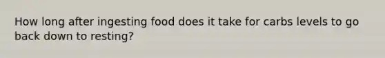 How long after ingesting food does it take for carbs levels to go back down to resting?