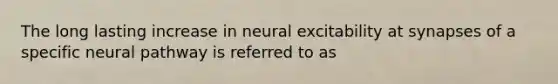 The long lasting increase in neural excitability at synapses of a specific neural pathway is referred to as