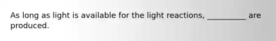 As long as light is available for the light reactions, __________ are produced.