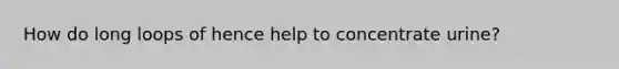 How do long loops of hence help to concentrate urine?