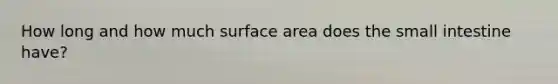 How long and how much surface area does the small intestine have?