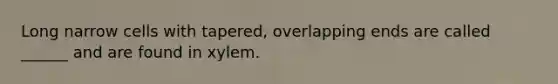 Long narrow cells with tapered, overlapping ends are called ______ and are found in xylem.