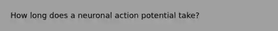 How long does a neuronal action potential take?