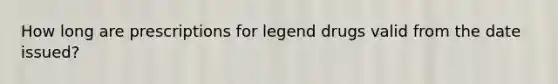 How long are prescriptions for legend drugs valid from the date issued?