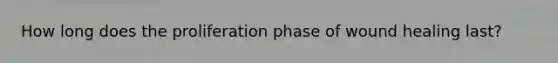 How long does the proliferation phase of wound healing last?