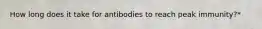 How long does it take for antibodies to reach peak immunity?*