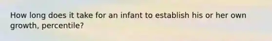 How long does it take for an infant to establish his or her own growth, percentile?