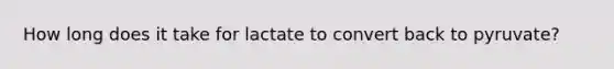 How long does it take for lactate to convert back to pyruvate?