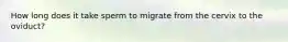 How long does it take sperm to migrate from the cervix to the oviduct?