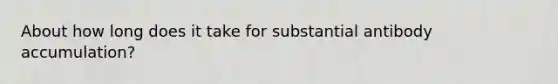 About how long does it take for substantial antibody accumulation?